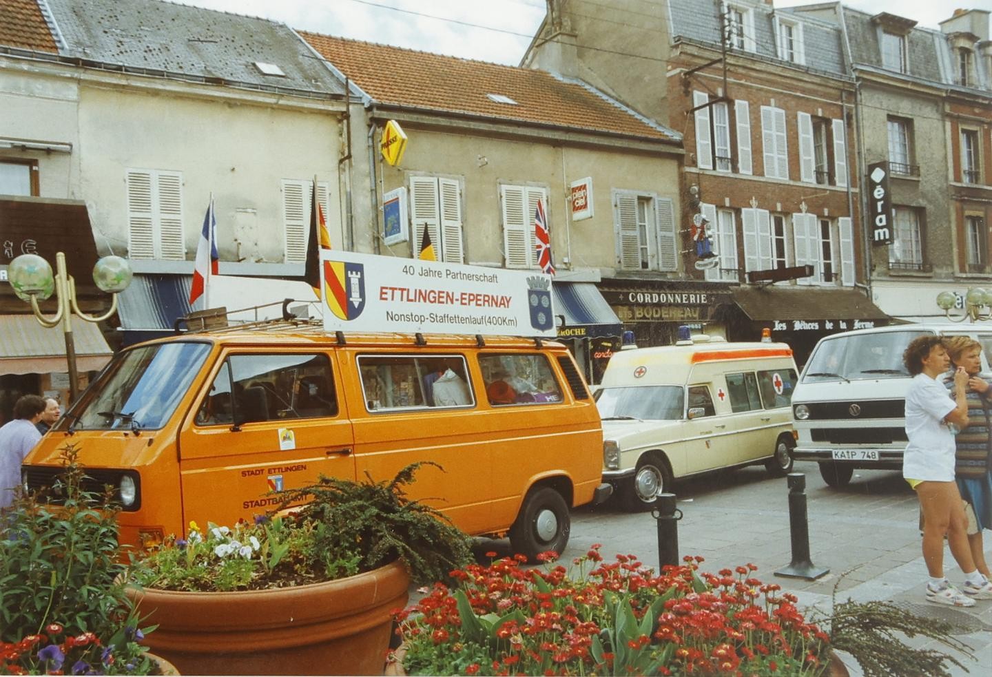 Begleitbus des Stafettenlaufes anlässlich 40 Jahre Städtepartnerschaft, 1993