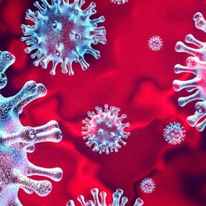 Das Bild zeigt eine schematische Darstellung des Corona-Virus. 