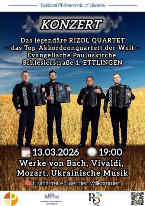 Evangelische Pauluskirche Ettlingen, Konzert, RIZOL QUARTET Evangelische Pauluskirche Ettlingen, Konzert, RIZOL QUARTET