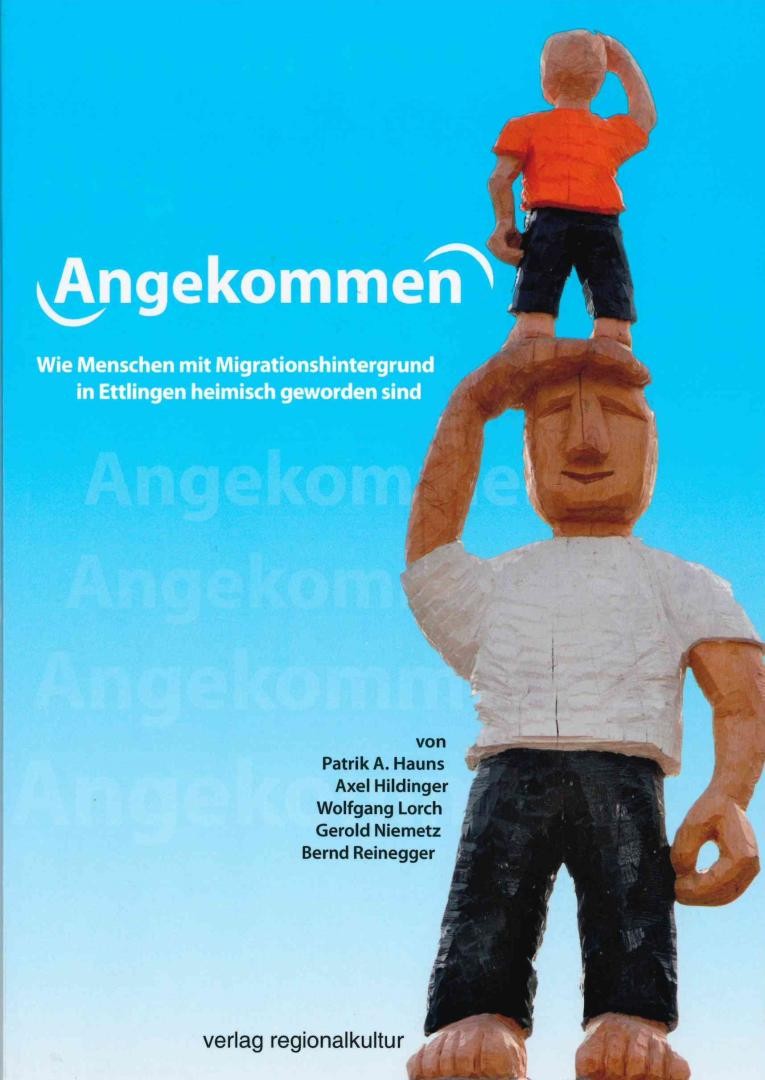 Farbiges Buchcover der Publikation Angekommen der Stadtverwaltung Ettlingen