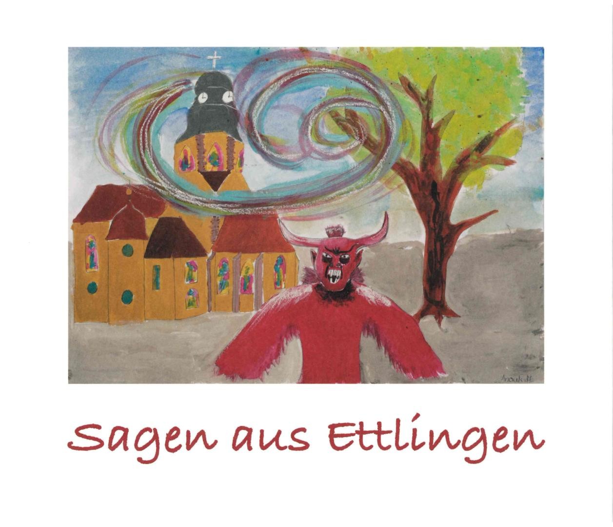 Farbiges Buchcover der Publikation Sagen aus Ettlingen der Stadtverwaltung Ettlingen