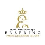 Logo Erbprinz mit einem großem goldenen geschwungenen E und auf den E ist eine Krone