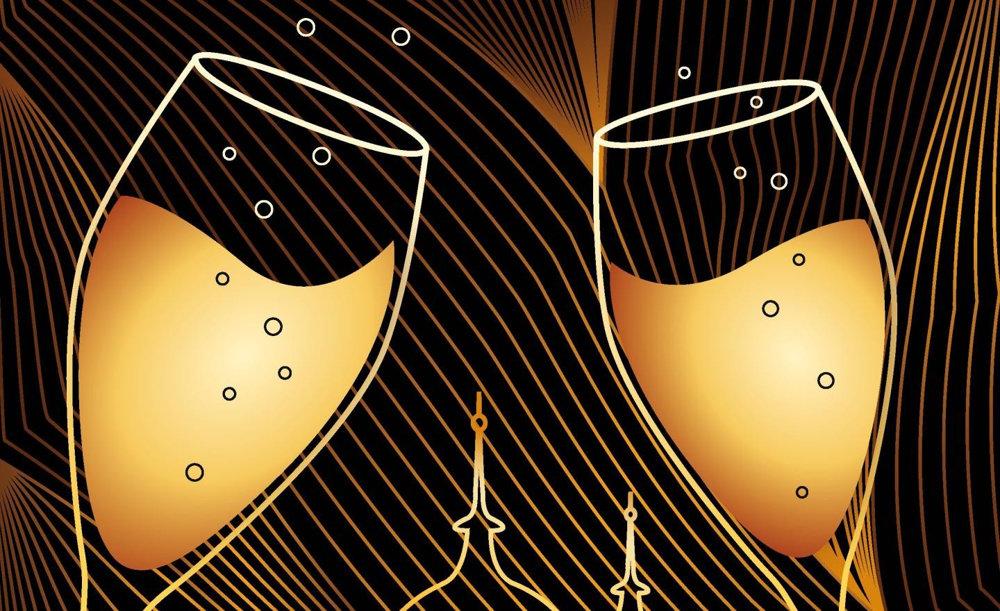 Darstellung von zwei Champagnergläsern