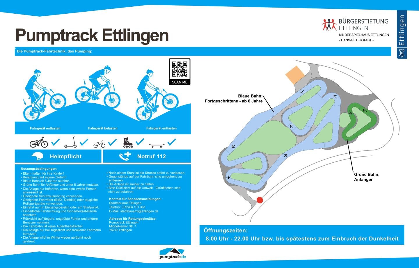 Hinweisschild Pumptrack Ettlingen