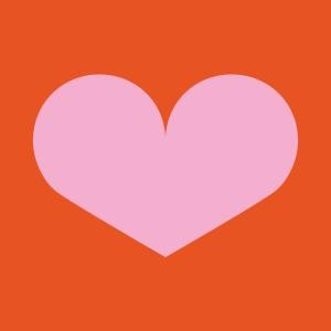 Rosa Herz auf rotem Grund