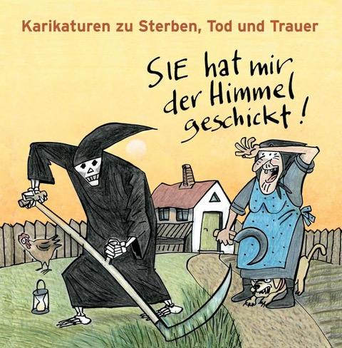 Karikaturenausstellung zu Sterben, Tod und Trauer