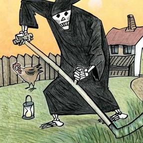 Karikaturenausstellung zu Sterben, Tod und Trauer