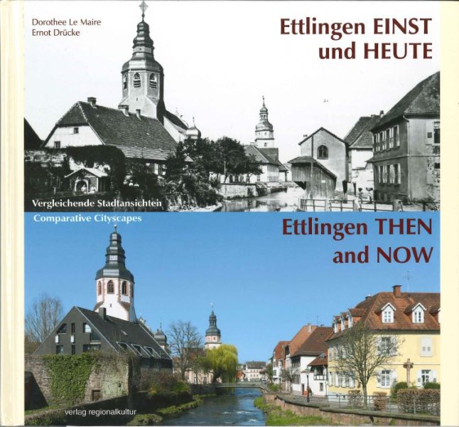 Farbiges Buchcover der Publikation Ettlingen - Einst und heute der Stadtverwaltung Ettlingen