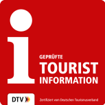 Rotes Quadrat mit dem Buchstaben "i" für eine geprüfte und zertifizierte Touristinfo