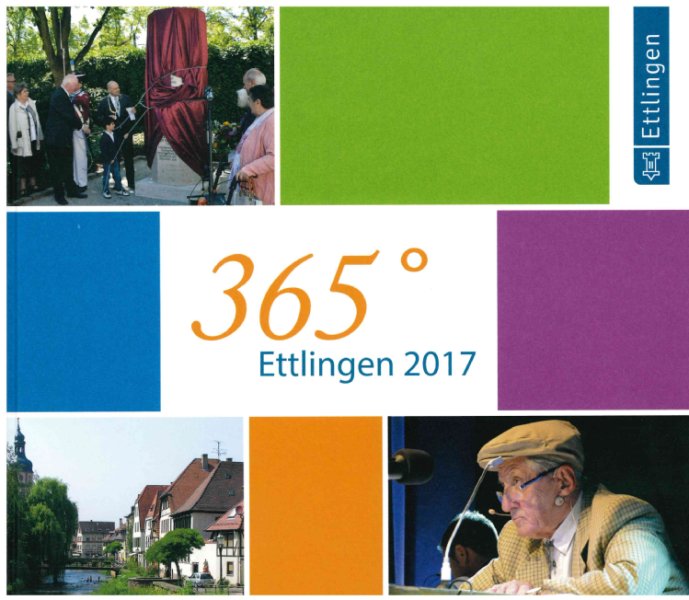 Farbiges Buchcover der Publikation 365 Grad - Ettlingen 2017 der Stadtverwaltung Ettlingen