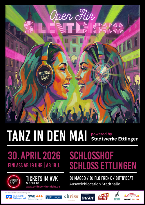 Das Bild zeigt den Veranstaltungsflyer der Silent Disco