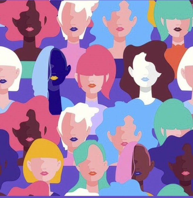 unterschiedliche Frauen mit unterschiedlich farbigen Haaren 