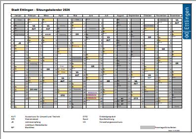 Sitzungstermine 2026 auf einem Blick