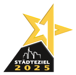 Gelber Stern mit Schriftzug Städteziel 2025