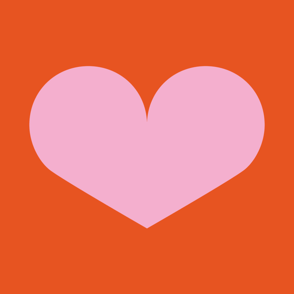 Rosa Herz auf rotem Grund