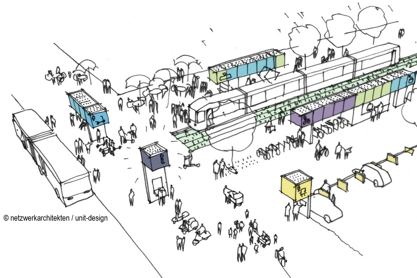 Skizze die Regiomovestation am Bahnhof zeigt